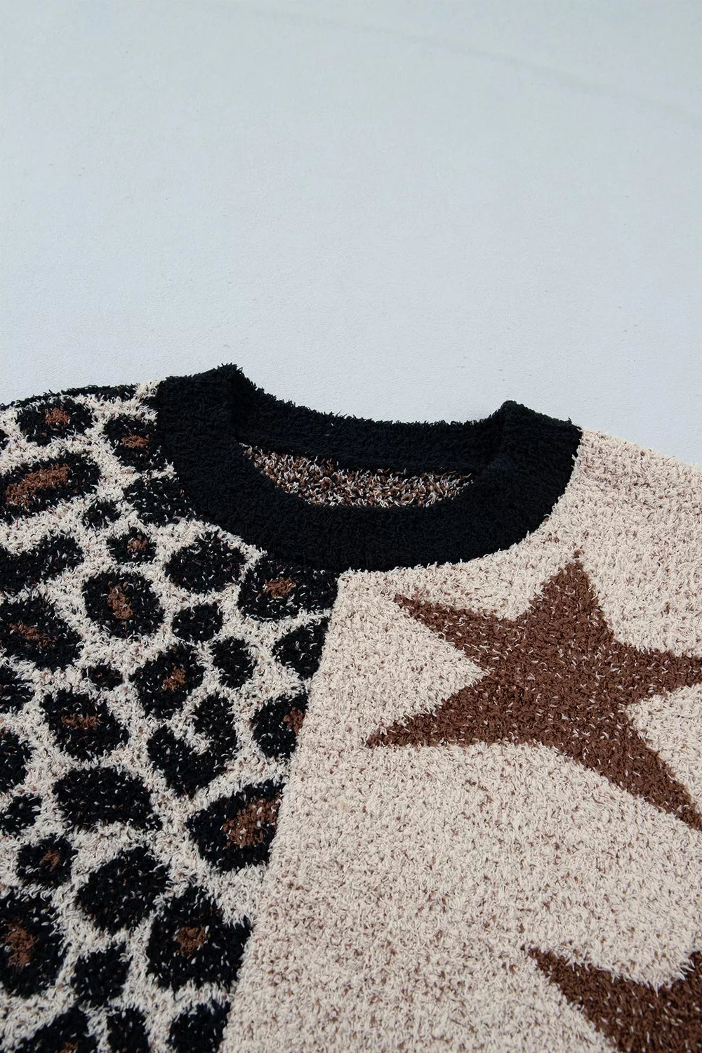 Leopard Star Pattern Round Neck Long Sleeve Shift Sweater | STAHlin RADIANCE