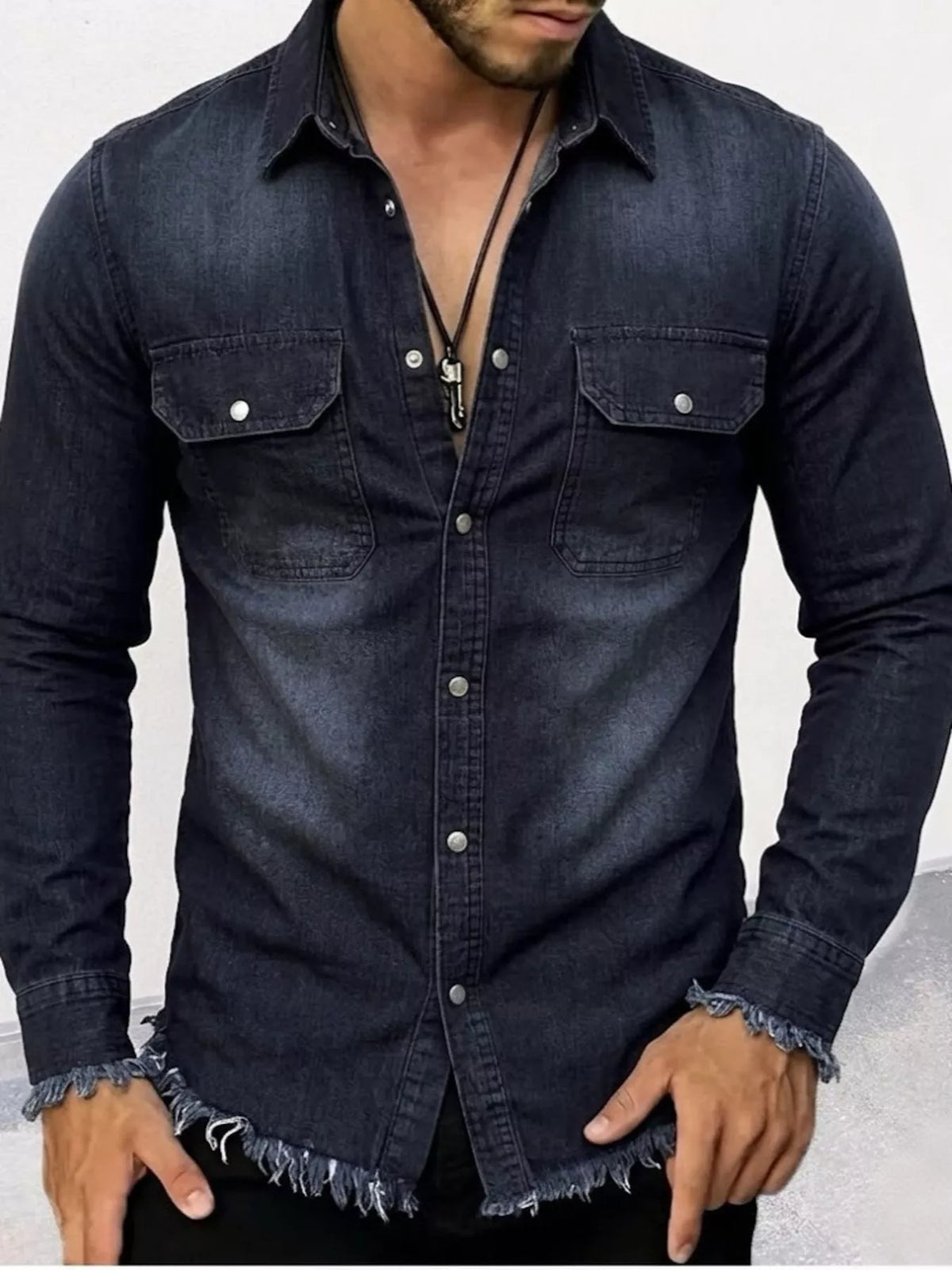 Men's Frayed Hem Denim Shirt | STAHlin RADIANCE