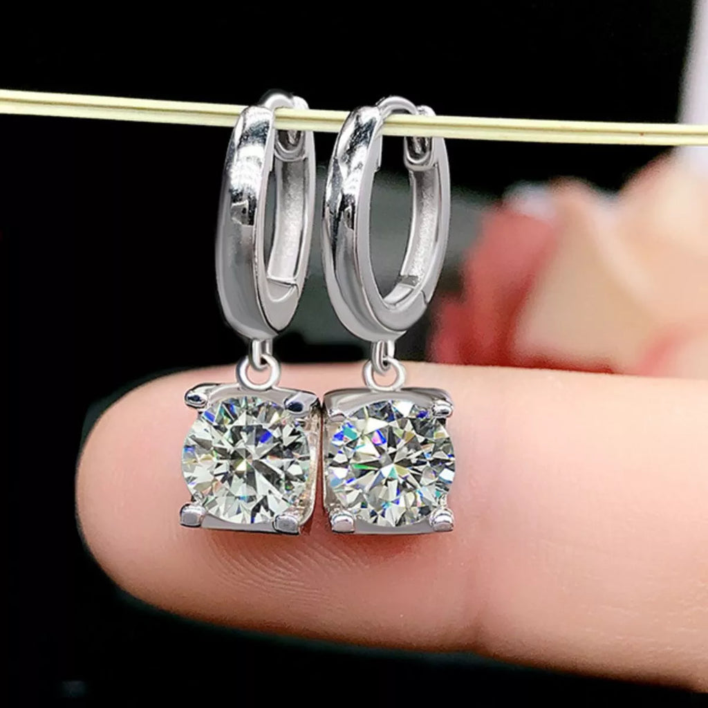 1 Carat Moissanite 925 Sterling Silver Drop Earrings | STAHlin RADIANCE