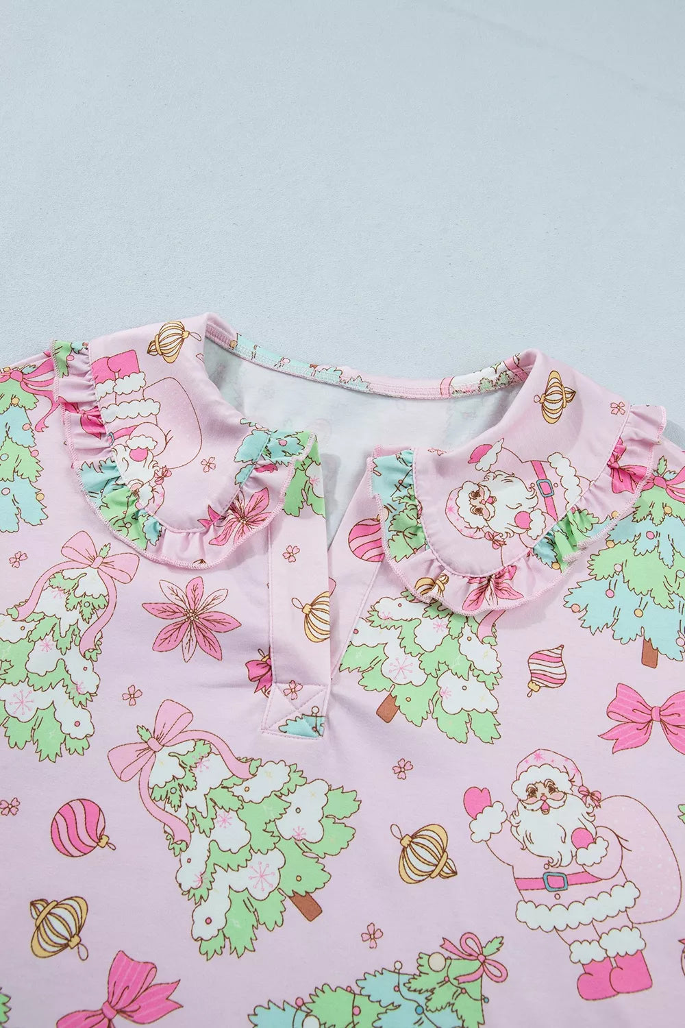 Christmas Print Button Front Long Sleeve Lounge Set | STAHlin RADIANCE