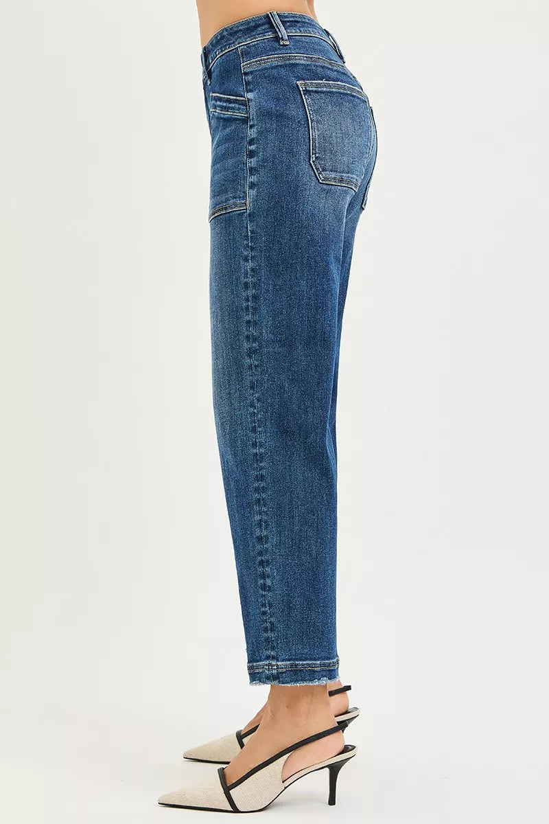 RISEN Slouchy Cropped Baggy Jeans with Front Patch Pocket | STAHlin RADIANCE