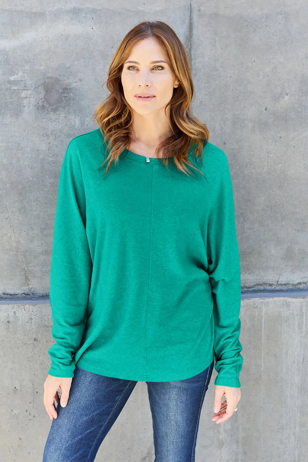 Double Take Full Size Round Neck Long Sleeve T-Shirt | STAHlin RADIANCE