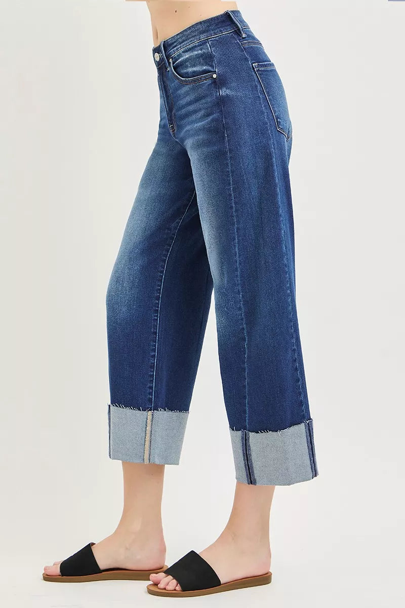 RISEN Full Size Slouchy Crop Barrel Cuffed Jeans Plus Size | STAHlin RADIANCE