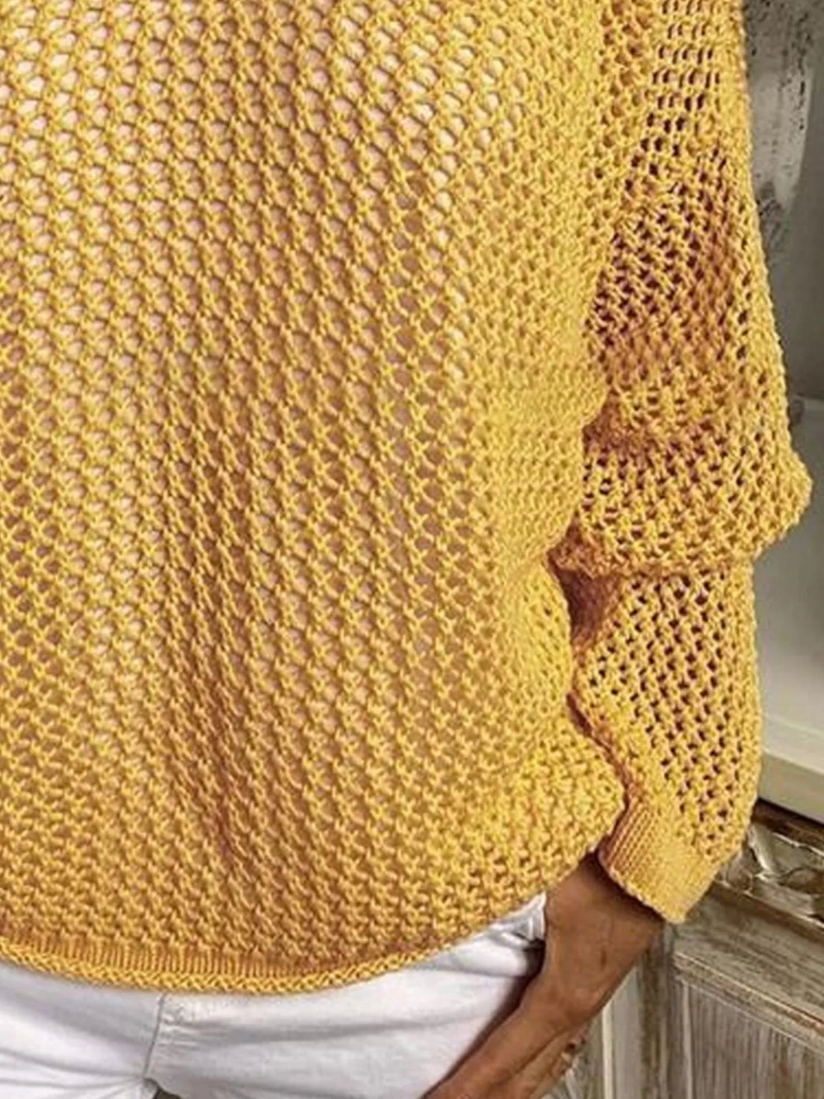 Openwork Long Sleeve Hooded Knit Cover Up | STAHlin RADIANCE