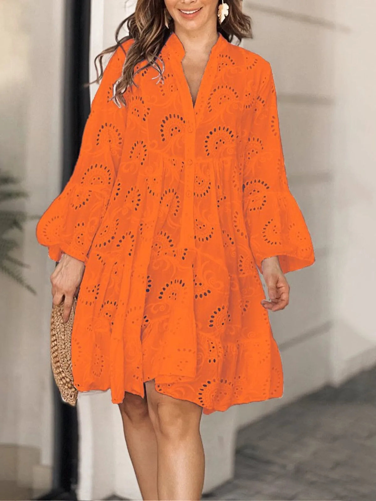 Full Size Eyelet Ruffled Hem Tiered Dress Plus Size | STAHlin RADIANCE