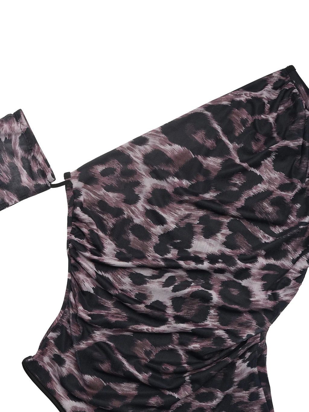 Leopard Print One Shoulder Long Sleeve Bodysuit | STAHlin RADIANCE