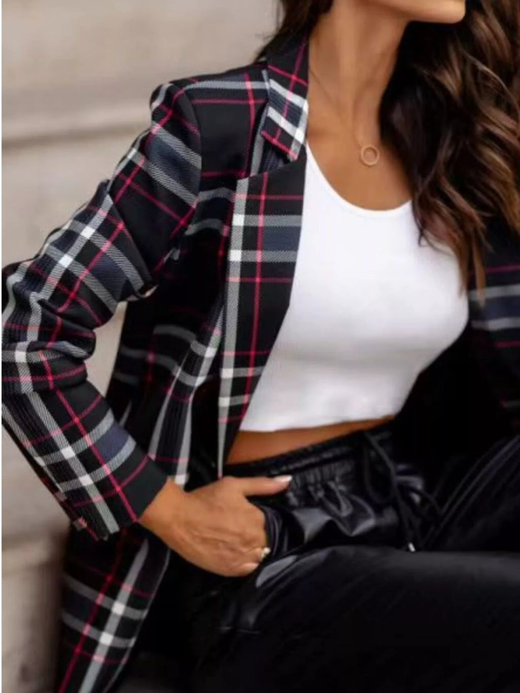 Plaid Lapel Collar Blazer | STAHlin RADIANCE