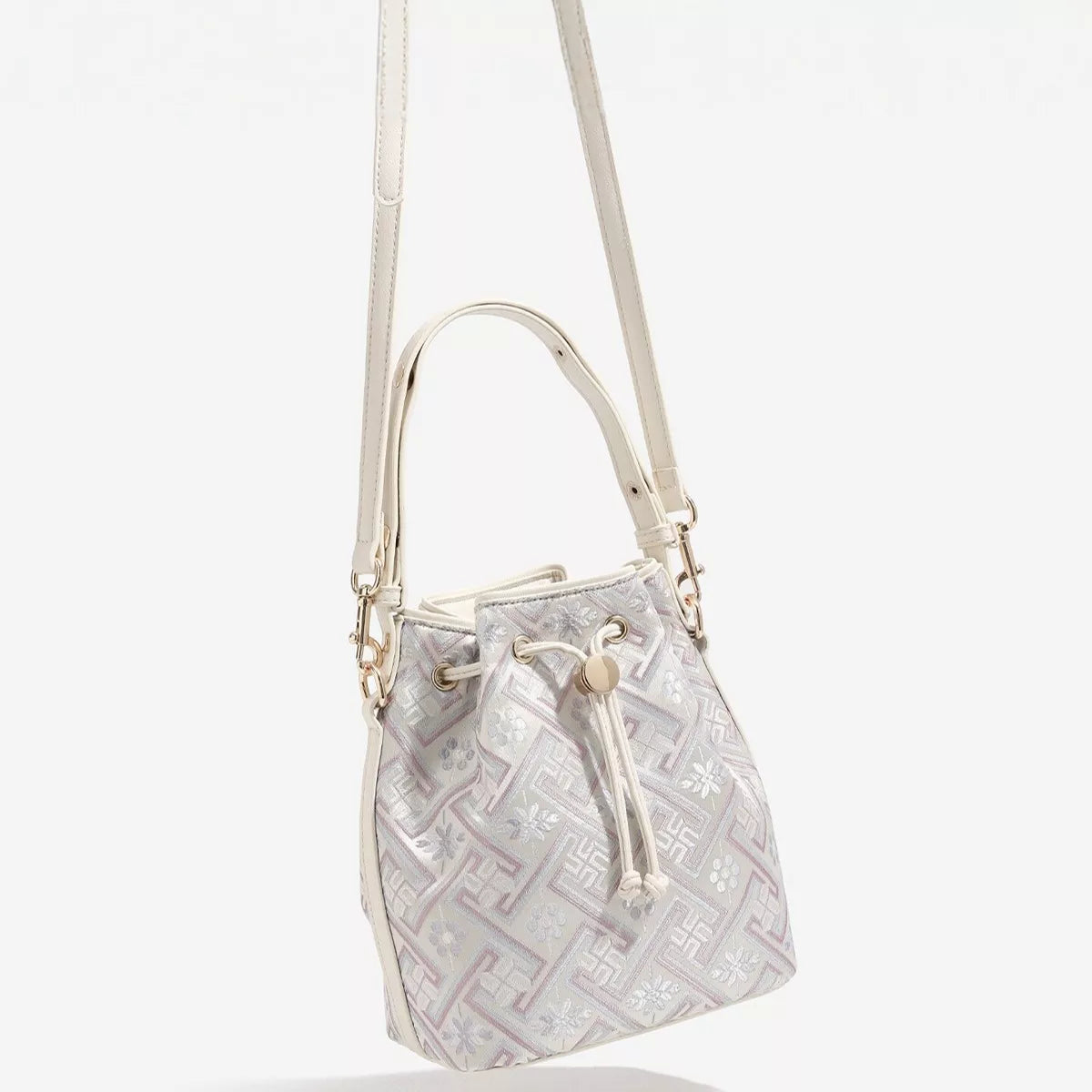 Geometric Pattern Drawstring Crossbody Bucket Bag | STAHlin RADIANCE