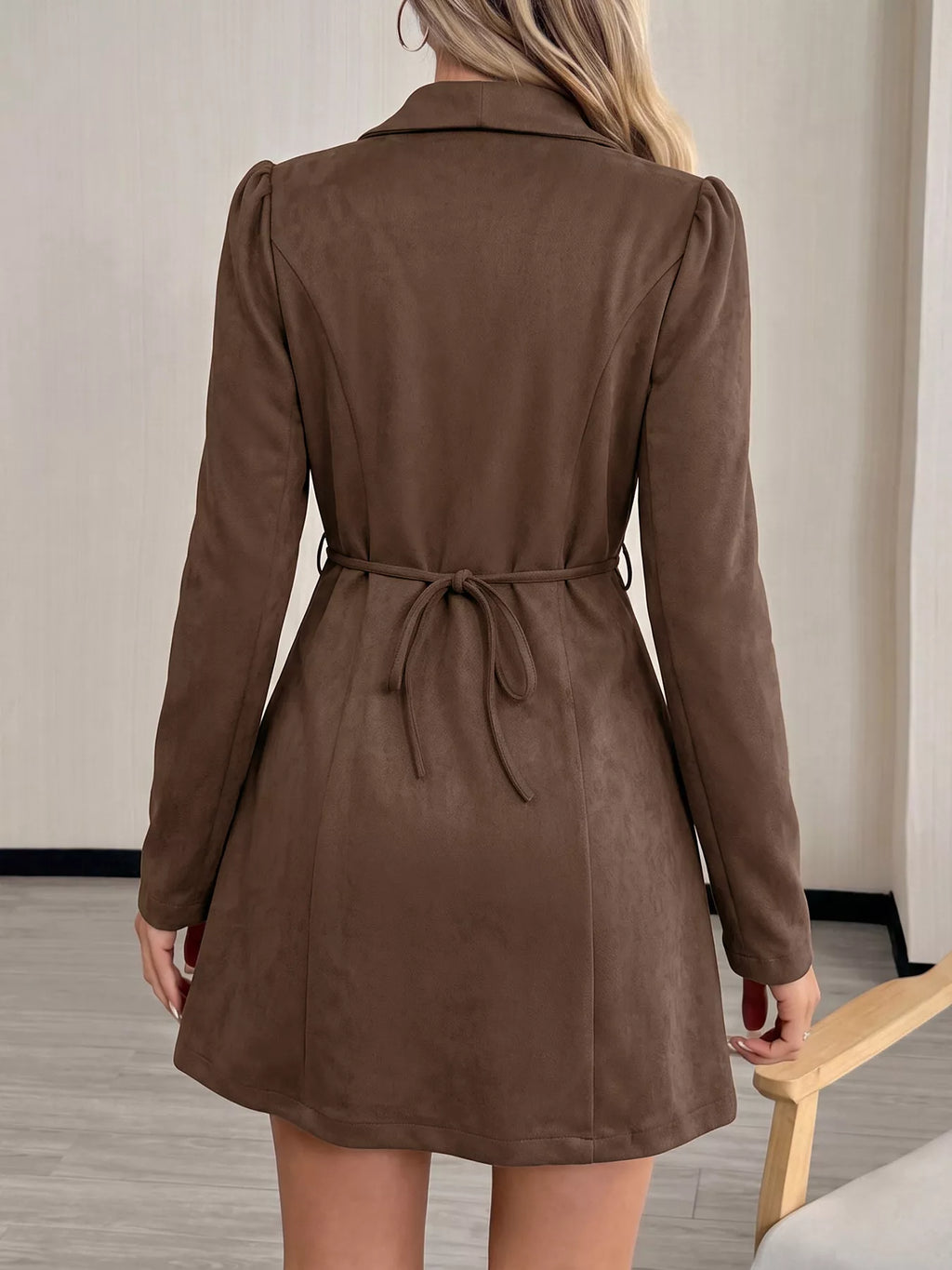 Button-Front Long Sleeve Blazer Dress | STAHlin RADIANCE