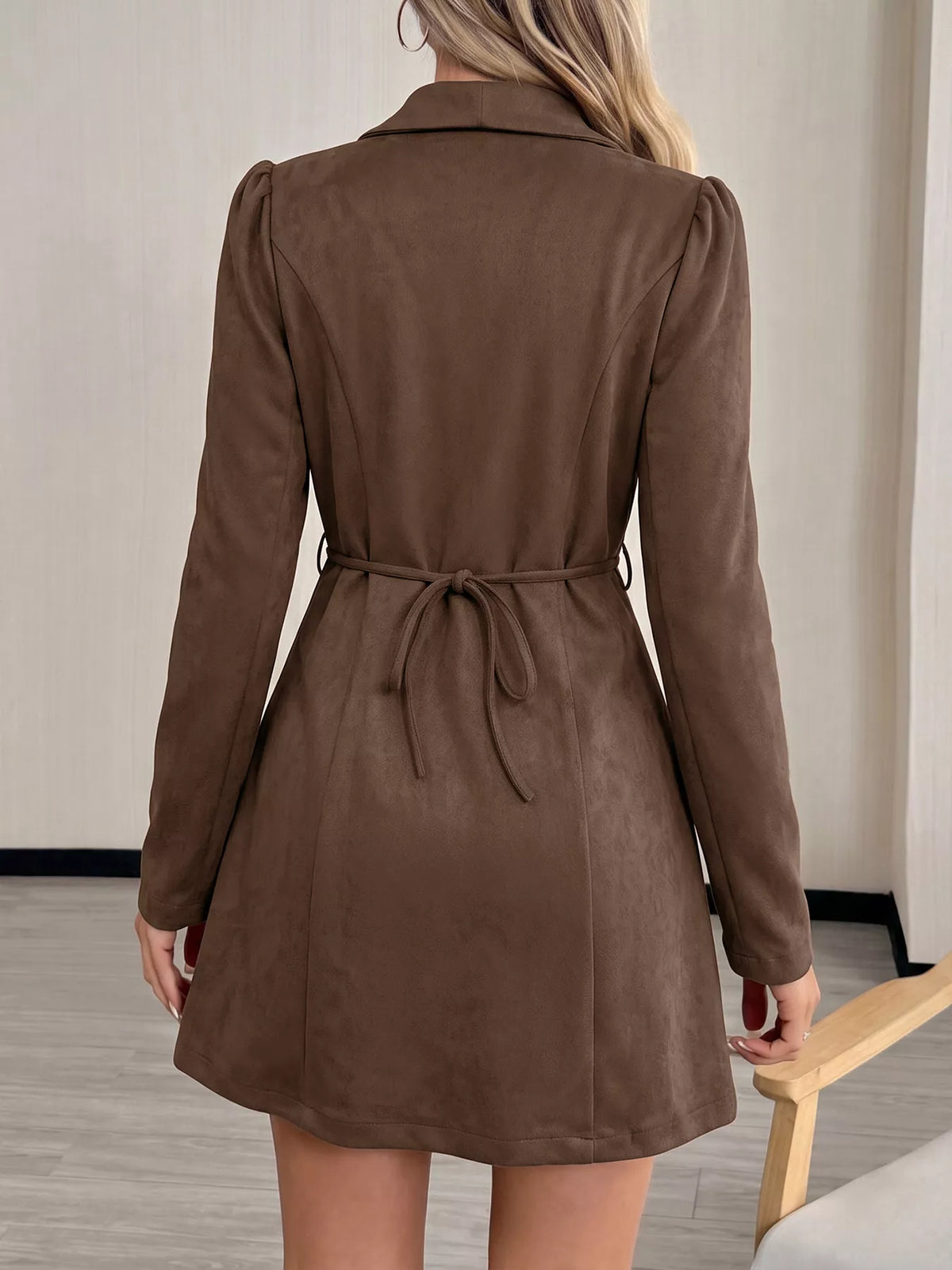 Button-Front Long Sleeve Blazer Dress | STAHlin RADIANCE
