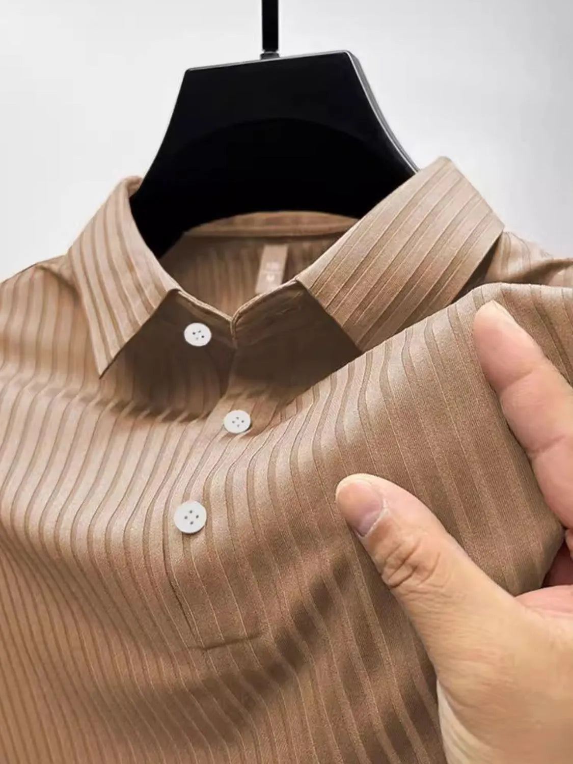 Men's Full Size Button Detail Short Sleeve Polo Plus Size | STAHlin RADIANCE