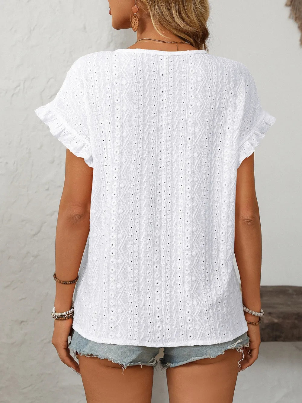 Mandy Eyelet Round Neck Short Sleeve Top | STAHlin RADIANCE