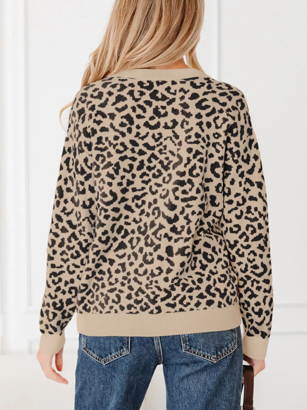 Leopard Drop Shoulder Chunky Knitted Cardigan | STAHlin RADIANCE