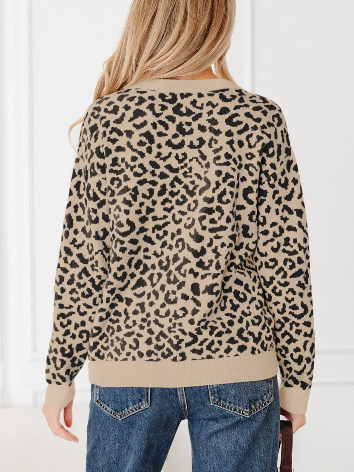 Leopard Drop Shoulder Chunky Knitted Cardigan | STAHlin RADIANCE