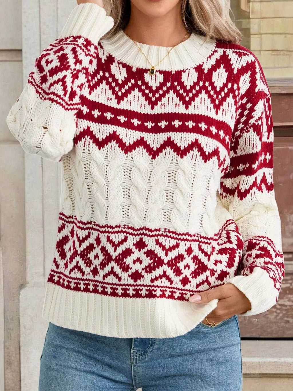 Christmas Cable Knit Long Sleeve Sweater | STAHlin RADIANCE