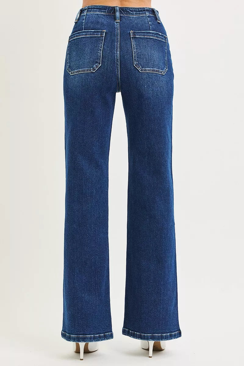 RISEN Full Size High Rise Wide Leg Jeans with Front Tie Detail Plus Size | STAHlin RADIANCE