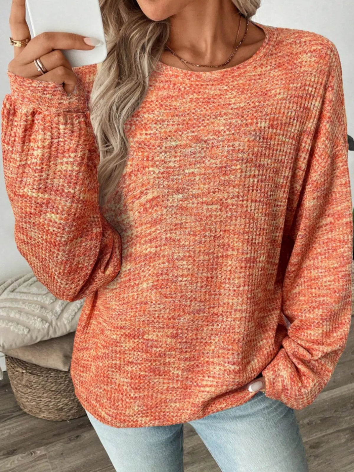 Space-Dyed Long Sleeve Waffle-Knit Top | STAHlin RADIANCE
