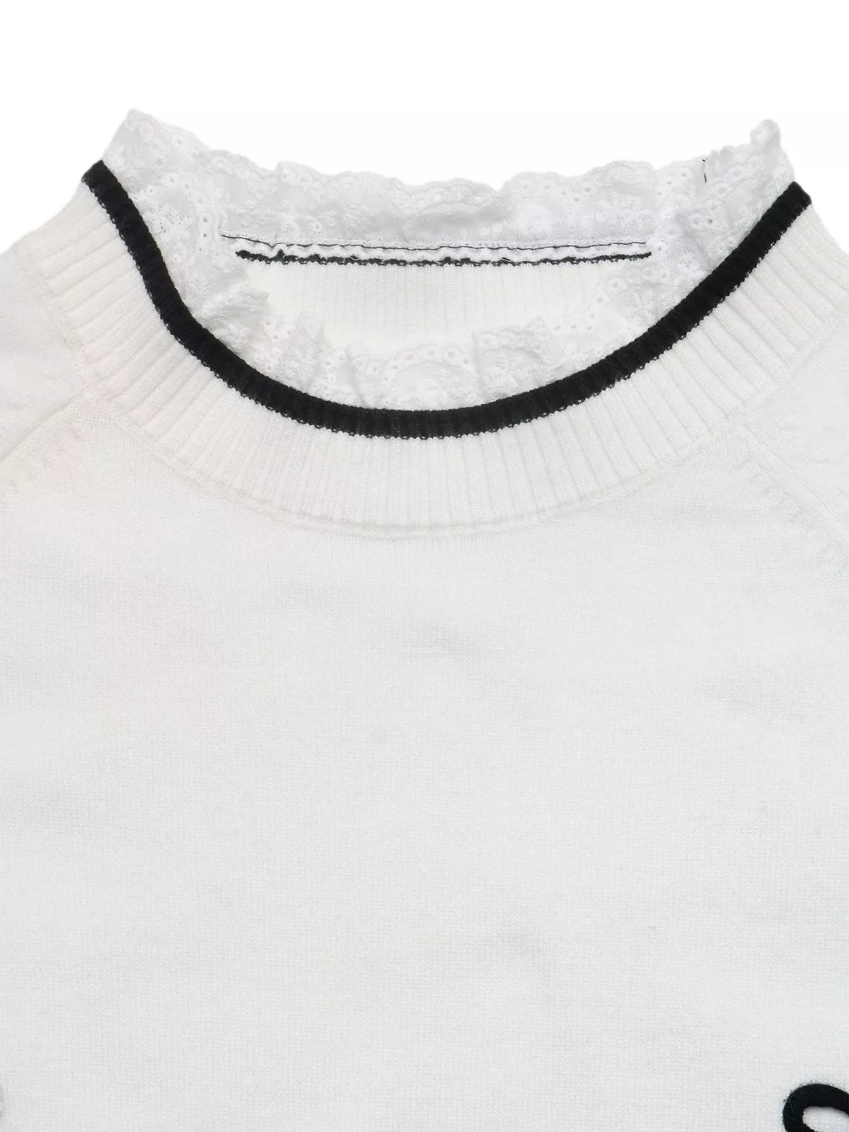 Bow-Embellished Lace Trim Sweater | STAHlin RADIANCE