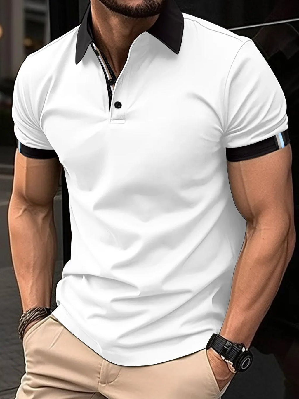 Men's Full Size Collared Neck Short Sleeve Polo Plus Size | STAHlin RADIANCE
