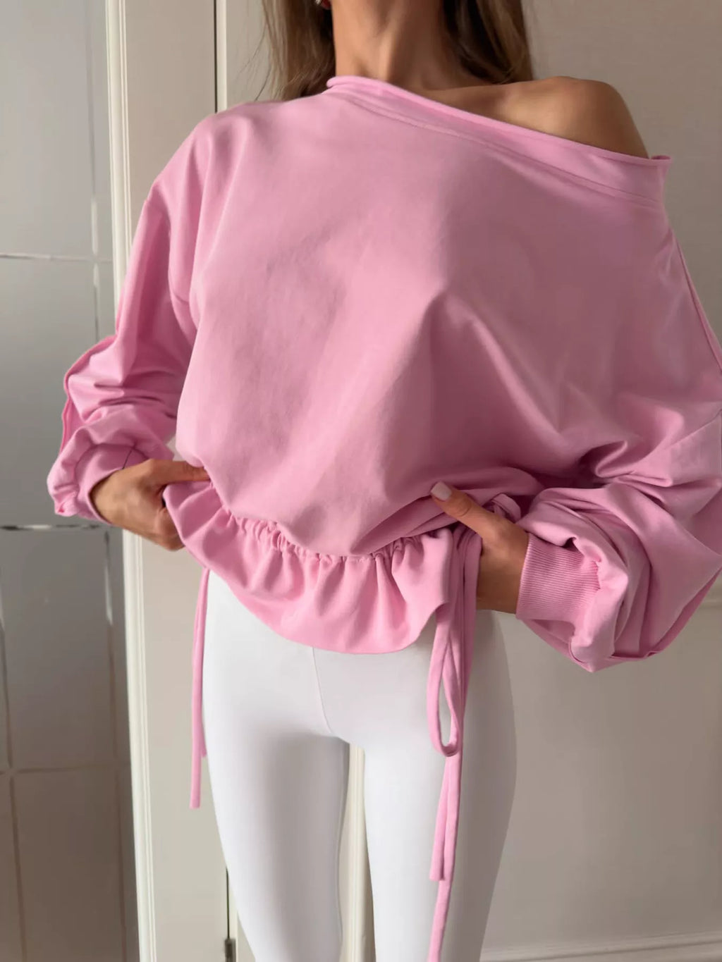 Ruffled Hem One Shoulder Sweatshirt | STAHlin RADIANCE