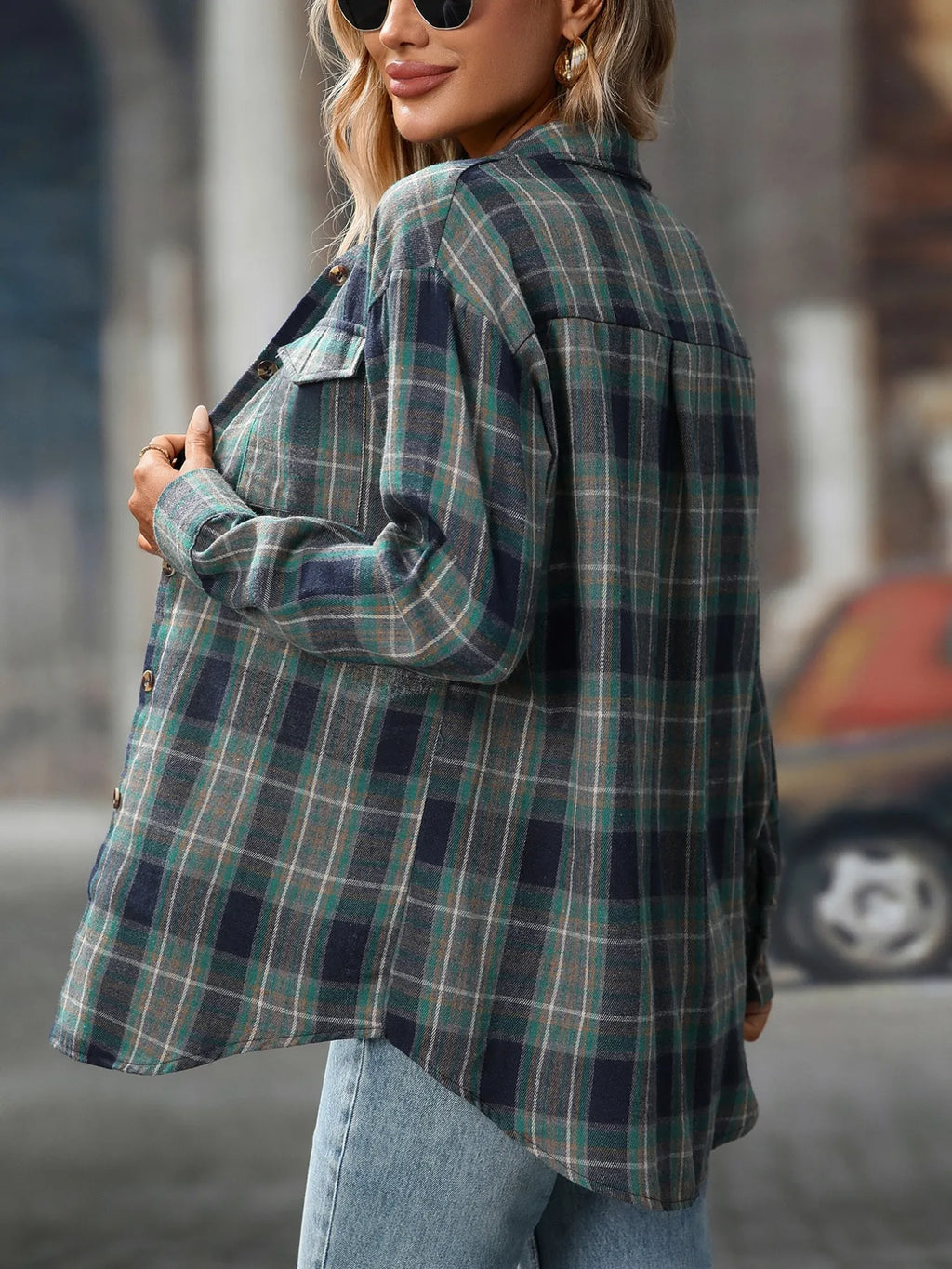 Oversized Plaid Button-Up Shirt | STAHlin RADIANCE