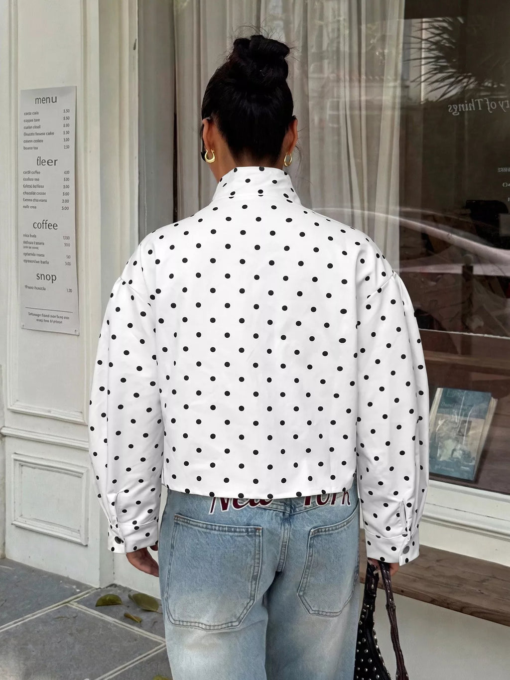 Polka Dot Zip Up Cropped Jacket | STAHlin RADIANCE