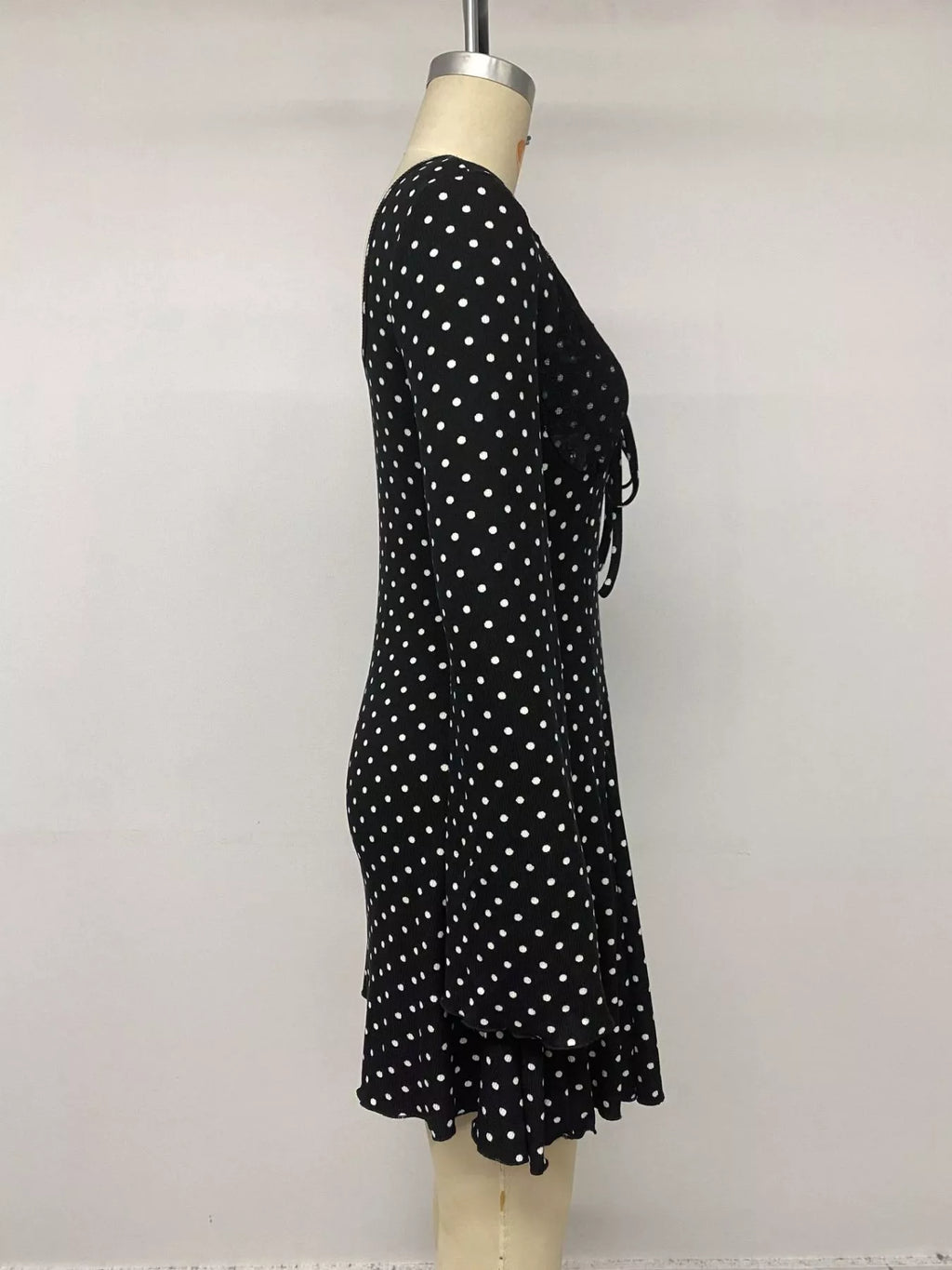 Polka Dot Lace Trimmed V-Neck Mini Dress | STAHlin RADIANCE