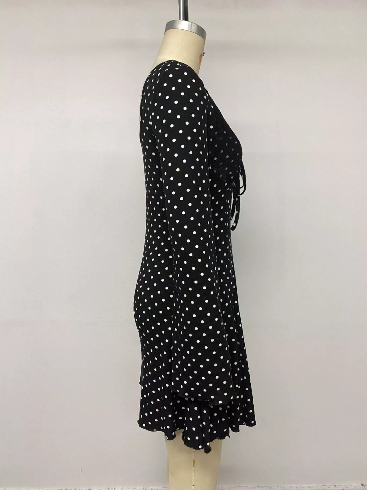 Polka Dot Lace Trimmed V-Neck Mini Dress | STAHlin RADIANCE