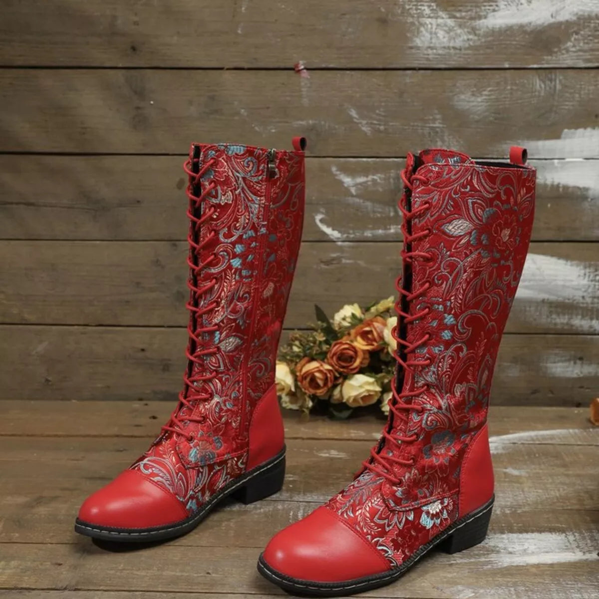 Lace Up Block Heels Boots | STAHlin RADIANCE