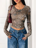 Leopard Print Long Sleeve Fitted T-Shirt | STAHlin RADIANCE