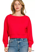 Zenana Scuba Cropped Boat Neck Pullover Sweatshirts | STAHlin RADIANCE