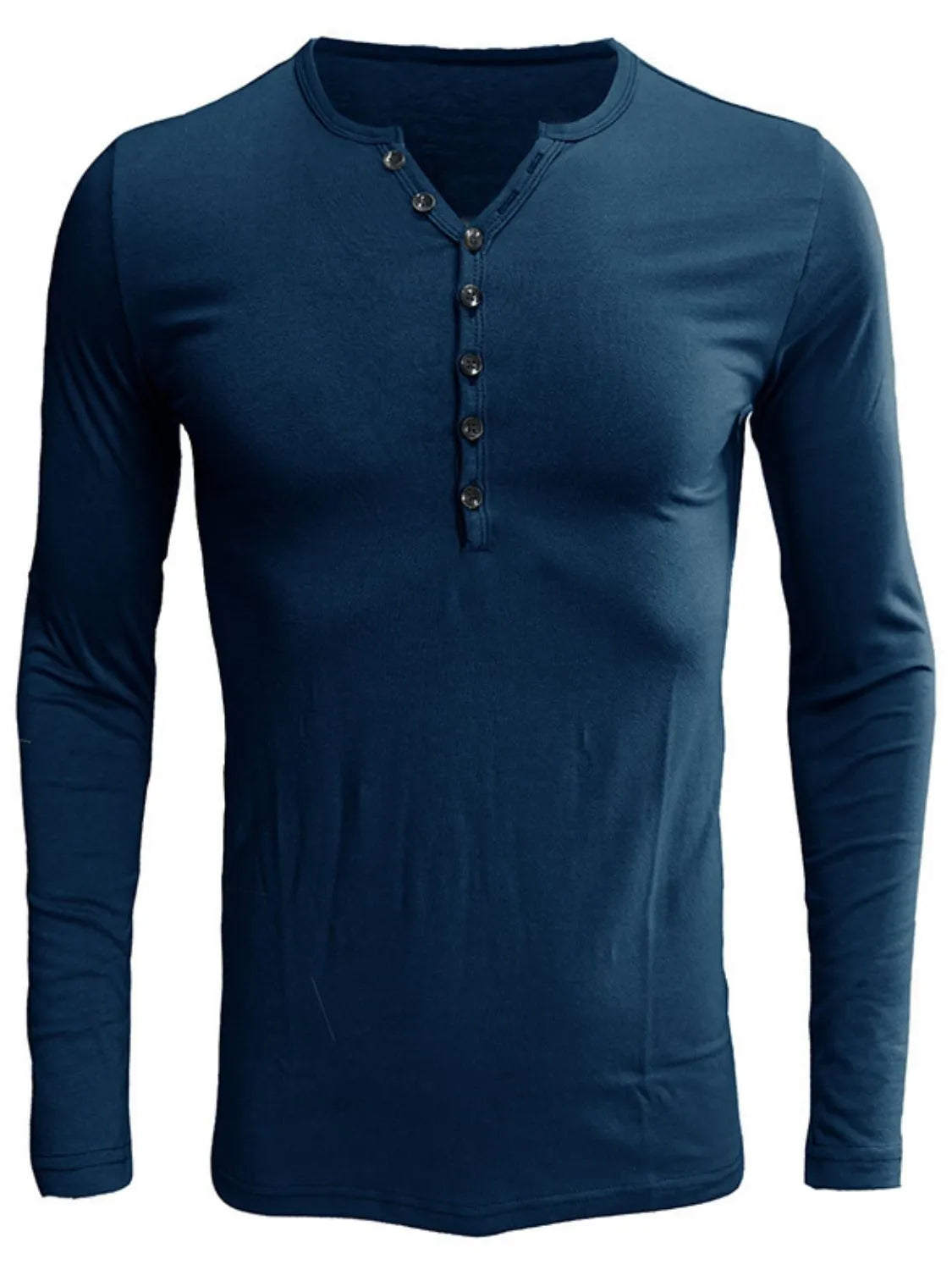 Men's Full Size Notched Long Sleeve Top Plus Size | STAHlin RADIANCE
