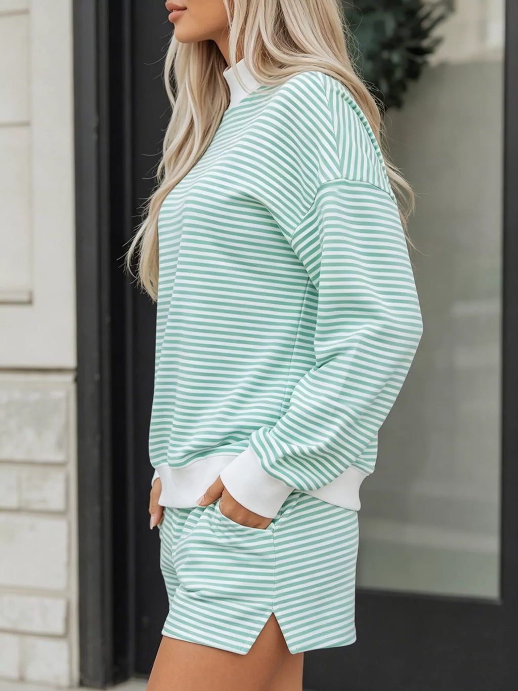 Striped Oversized Sweatshirt and Shorts Set | STAHlin RADIANCE