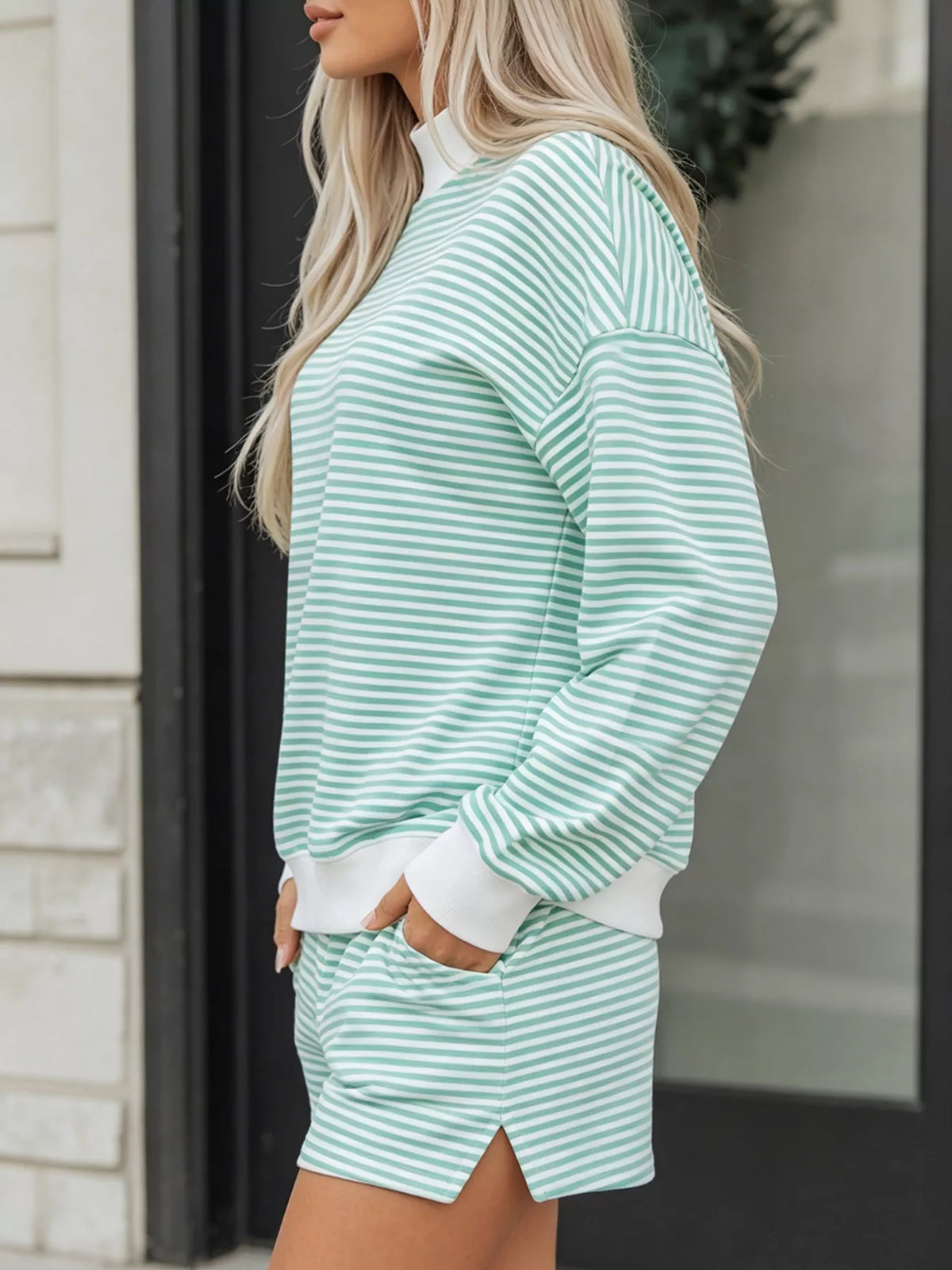 Striped Oversized Sweatshirt and Shorts Set | STAHlin RADIANCE