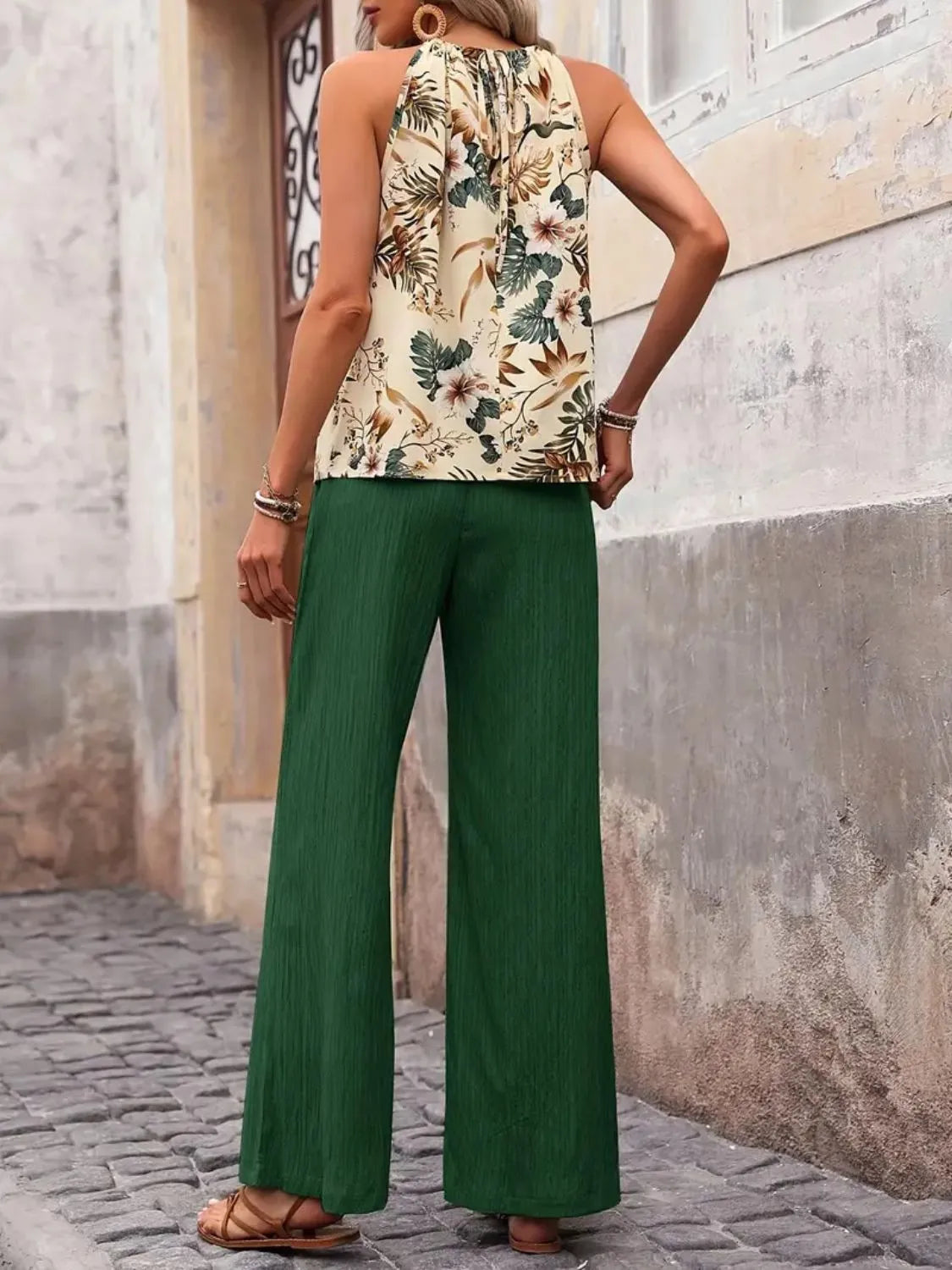 Printed Tank Top and Wide Leg Pants Set | STAHlin RADIANCE