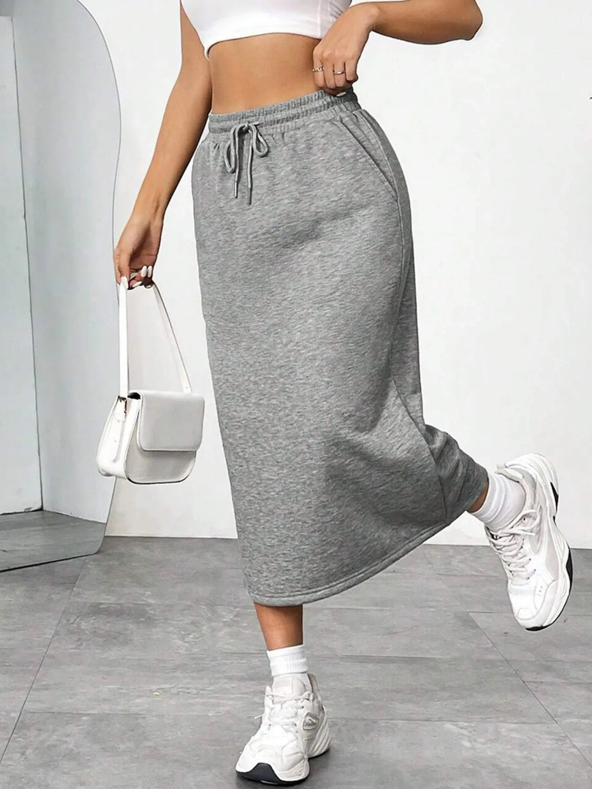 Slit Drawstring Midi Skirt | STAHlin RADIANCE