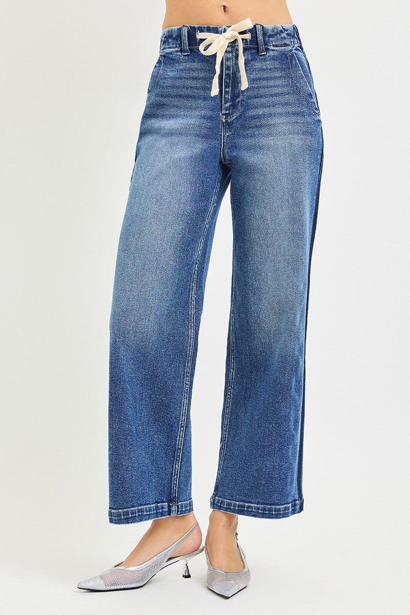 RISEN Elastic Band High Rise Cropped Wide Jeans | STAHlin RADIANCE