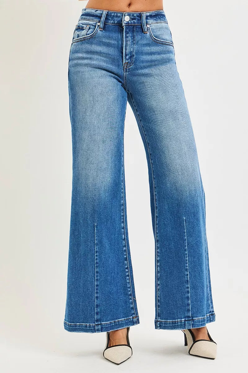 RISEN Full Size Mid Rise Wide Leg Jeans with Flared Look Plus Size | STAHlin RADIANCE