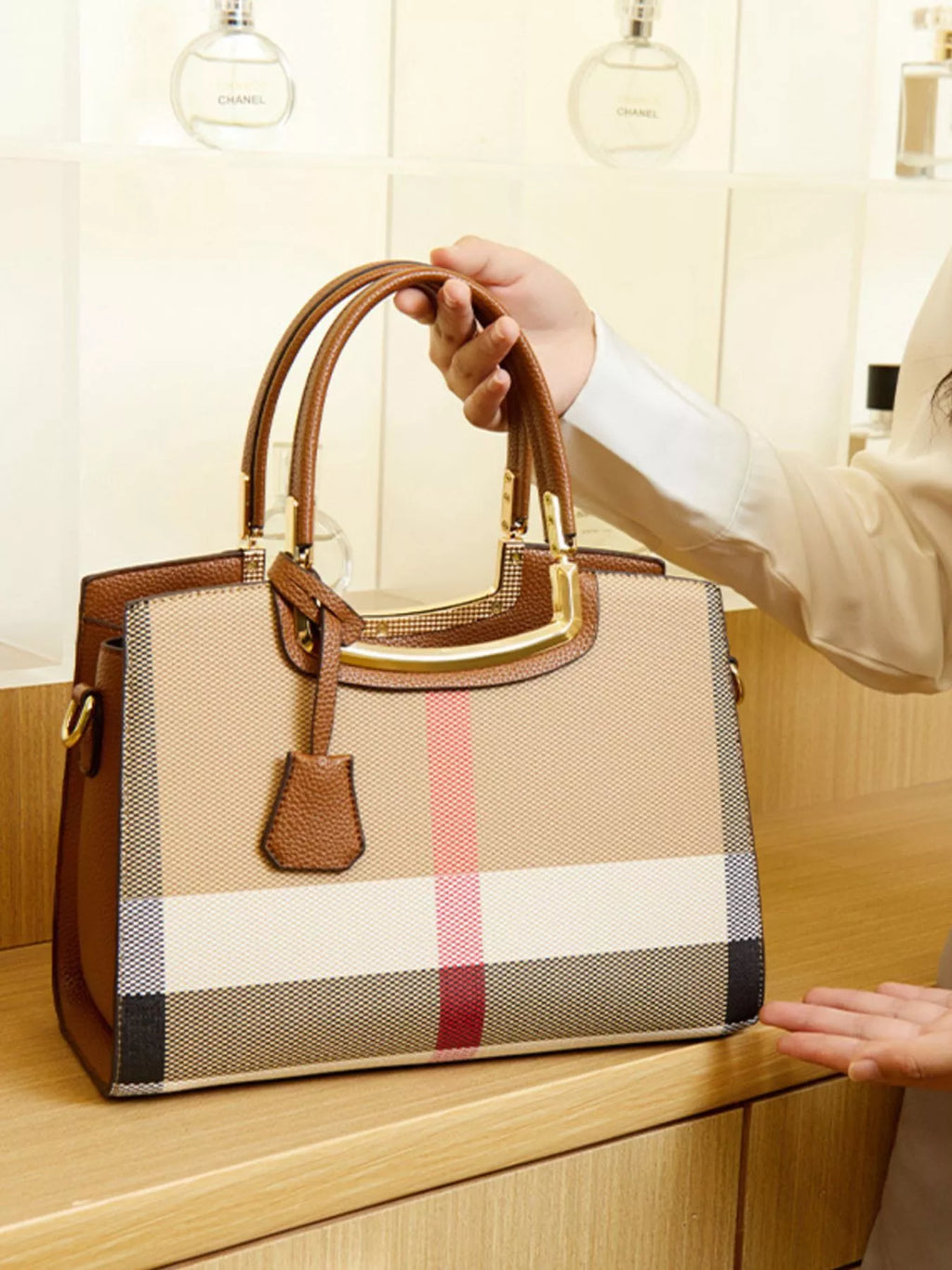 Plaid Top Handle Handbag | STAHlin RADIANCE