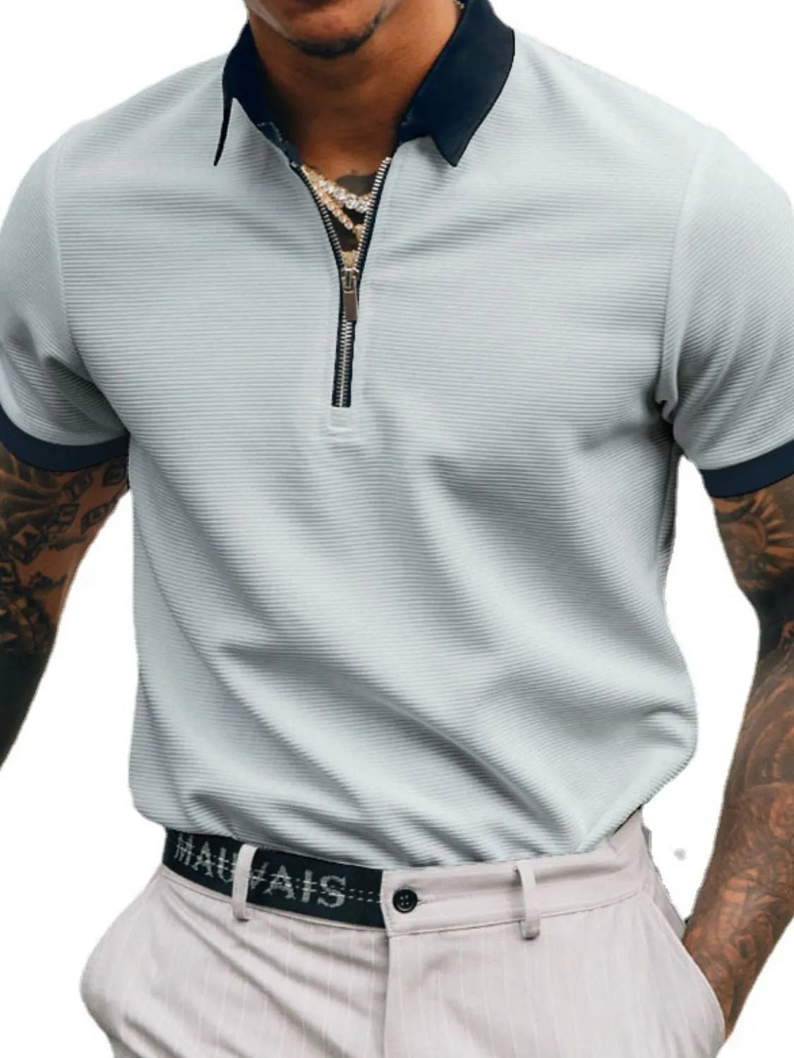Men's Full Size Collared Neck Short Sleeve Polo Plus Size | STAHlin RADIANCE