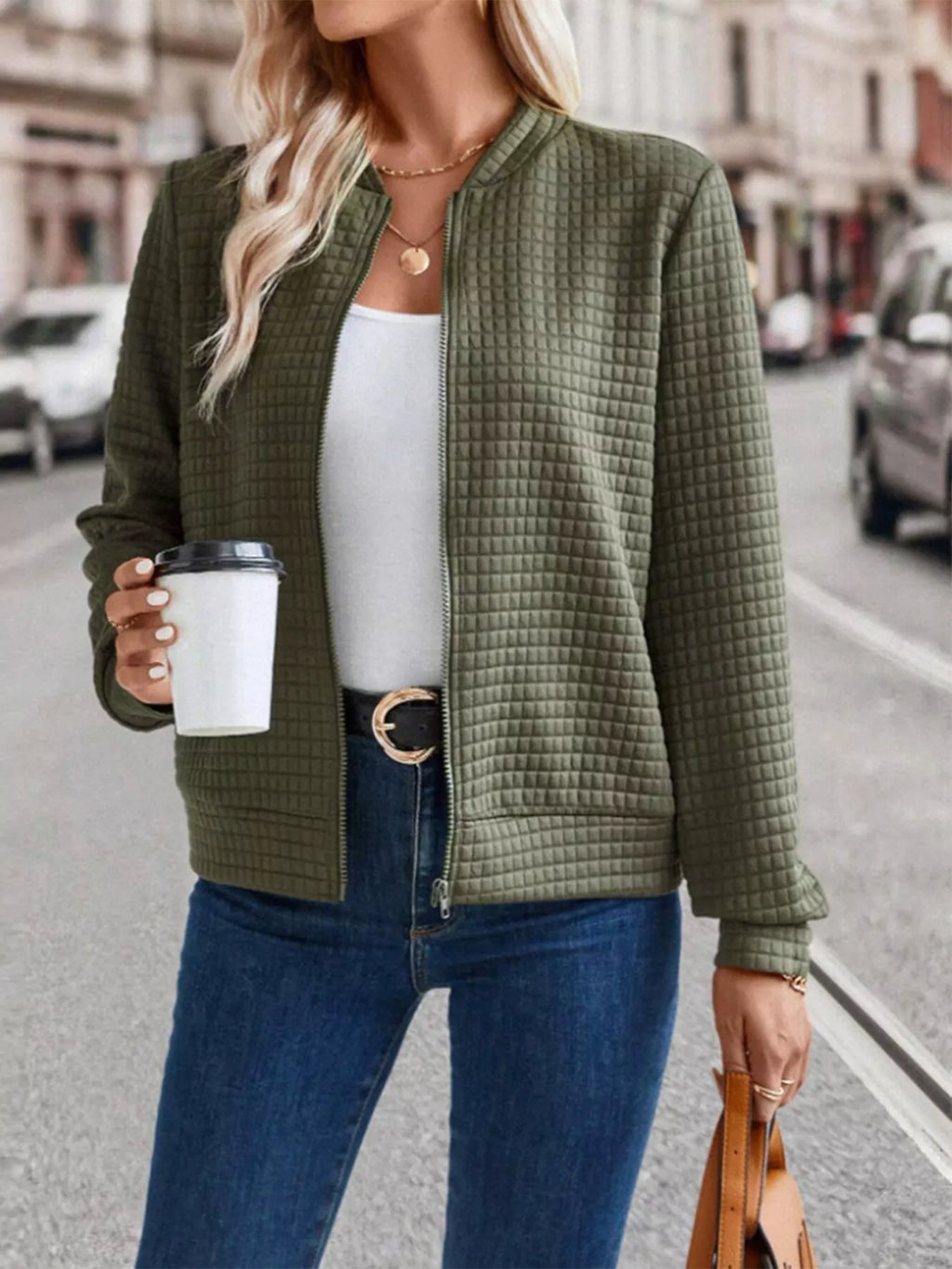 Textured Zip-Up Long Sleeve Jacket | STAHlin RADIANCE