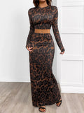 Leopard Round Neck Top and Skirt Set | STAHlin RADIANCE