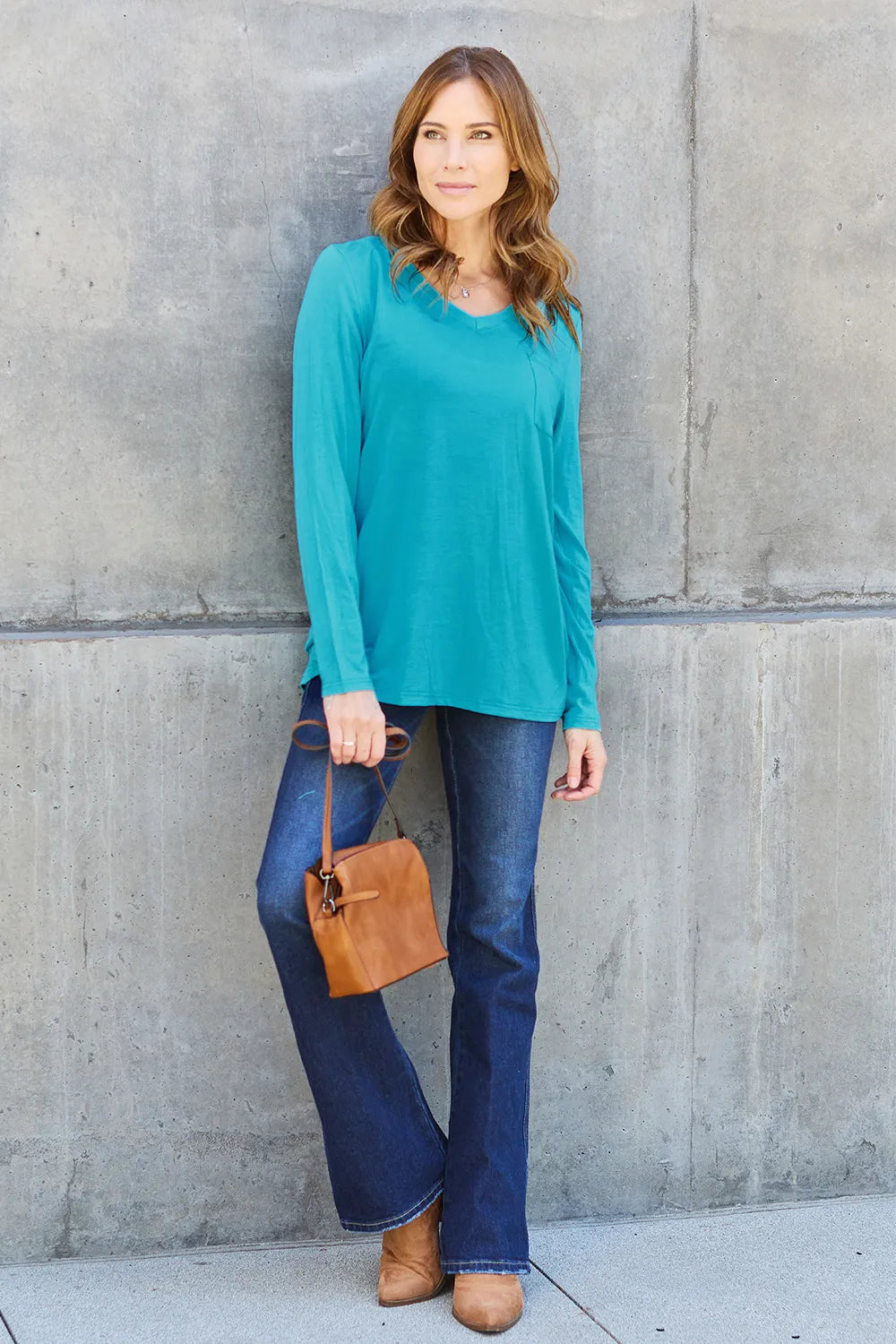 Basic Bae Full Size V-Neck Long Sleeve Top | STAHlin RADIANCE