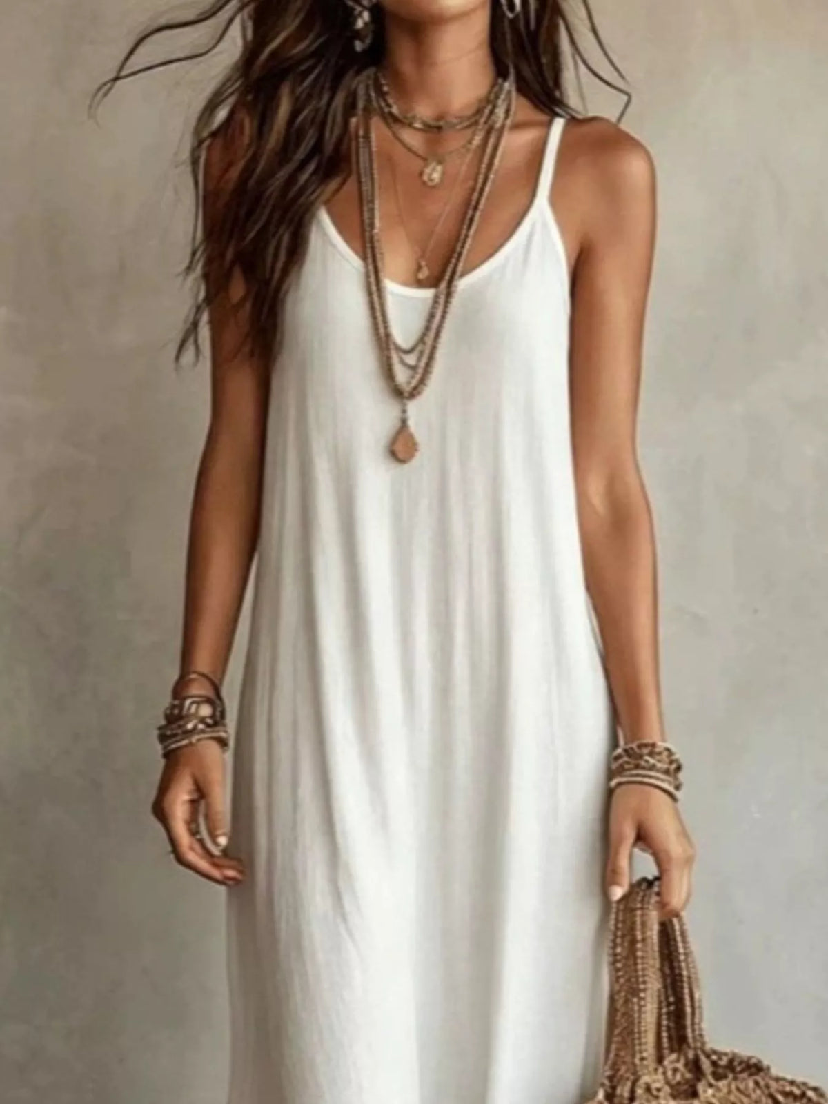 Full Size Scoop Neck Spaghetti Strap Maxi Dress Plus Size | STAHlin RADIANCE