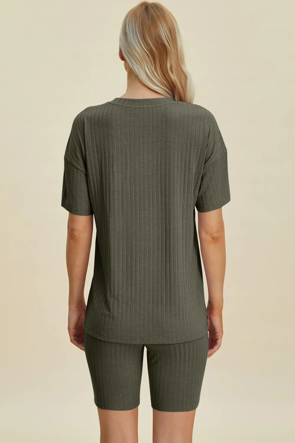 Basic Bae Full Size Ribbed V-Neck Short Sleeve Top and Shorts Set | STAHlin RADIANCE
