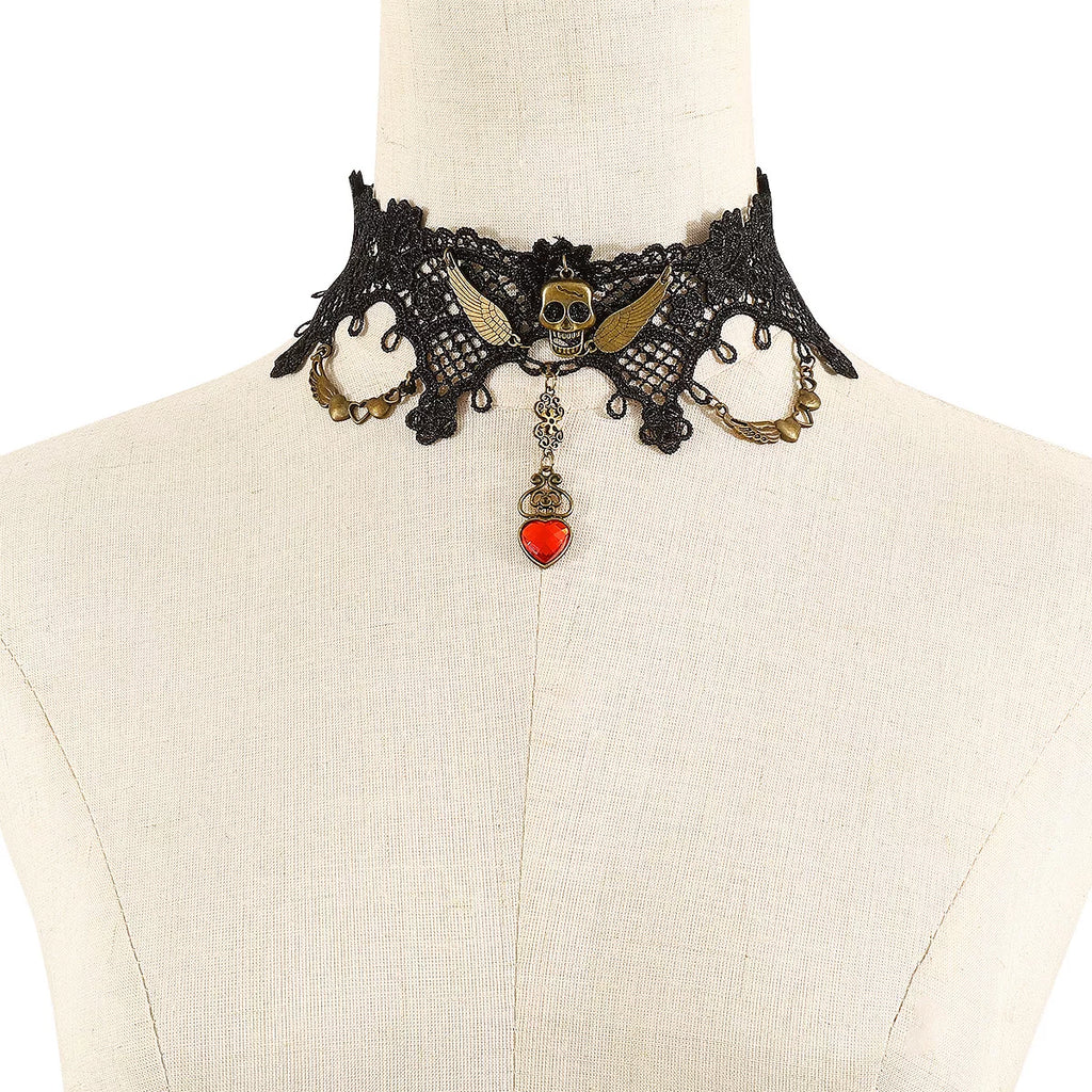 Halloween Lace Skull Necklace and Earrings Jewelry Set | STAHlin RADIANCE