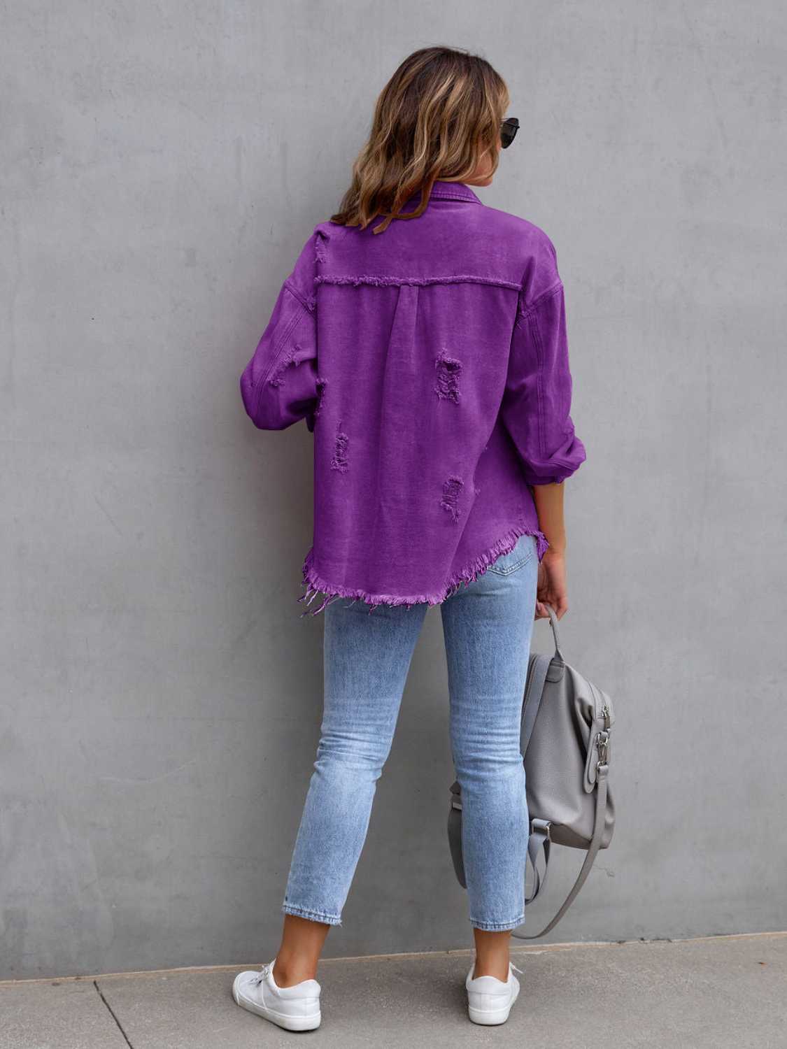 Distressed Drop Shoulder Denim Jacket | STAHlin RADIANCE