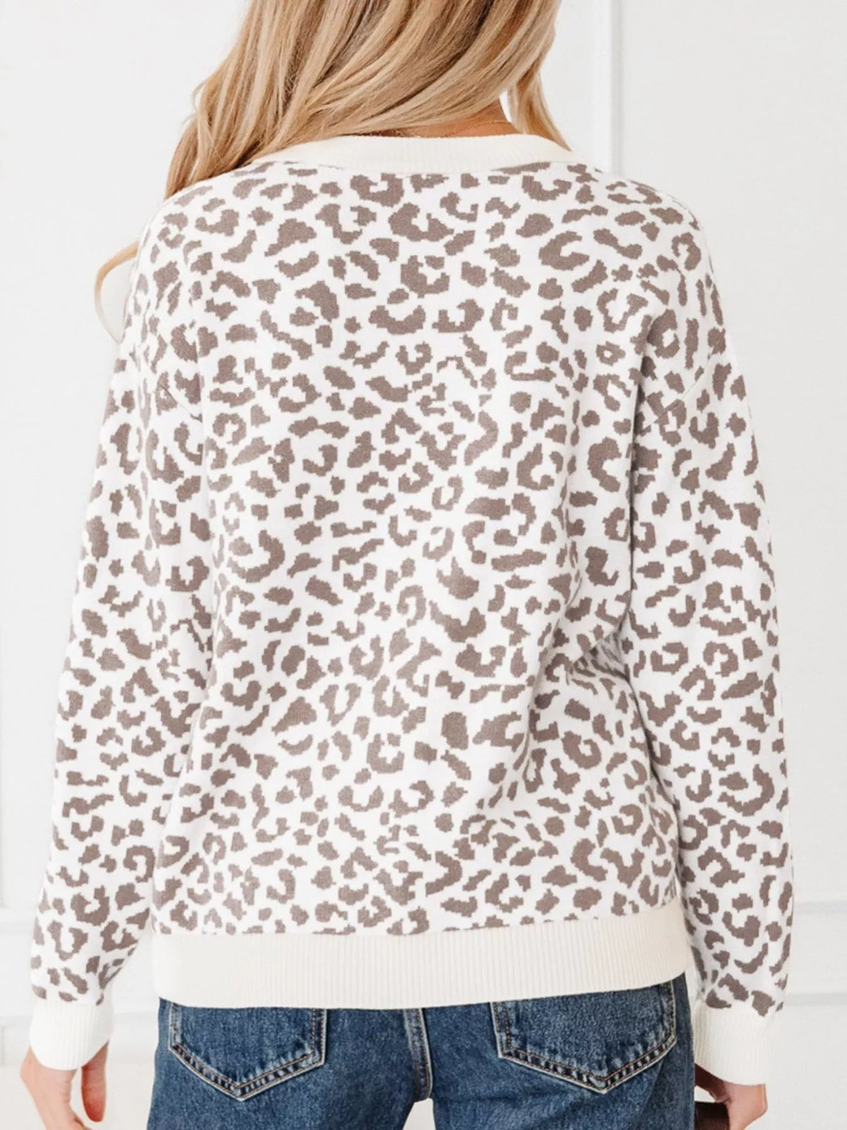Leopard Drop Shoulder Chunky Knitted Cardigan | STAHlin RADIANCE