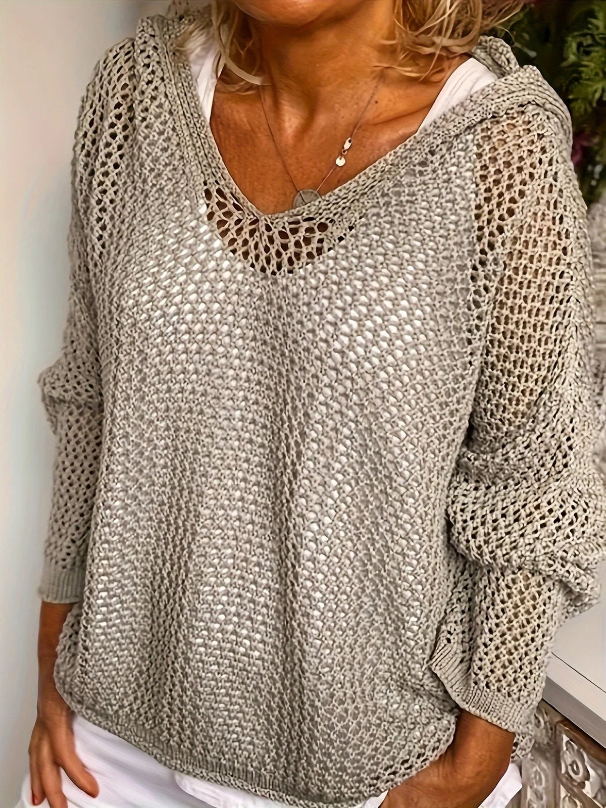 Openwork Long Sleeve Hooded Knit Cover Up | STAHlin RADIANCE