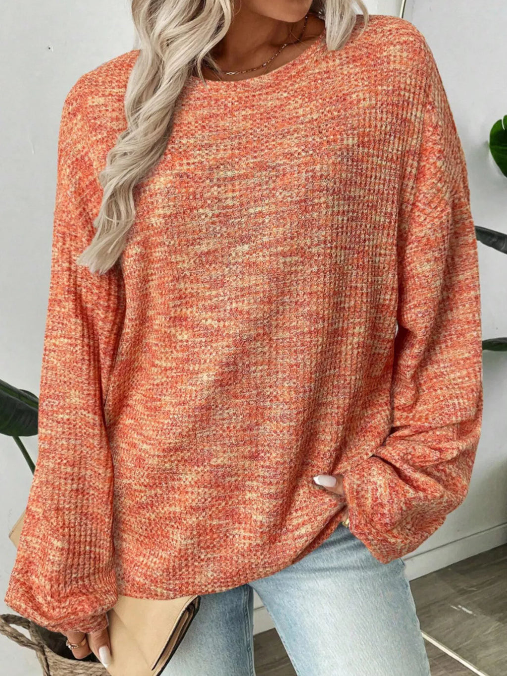 Space-Dyed Long Sleeve Waffle-Knit Top | STAHlin RADIANCE